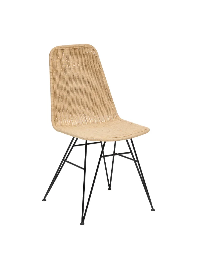Atmosphera May Elegant Design Rattan Dining Chair Beige and Black 86 x 46.5 x 53 cm 202206A